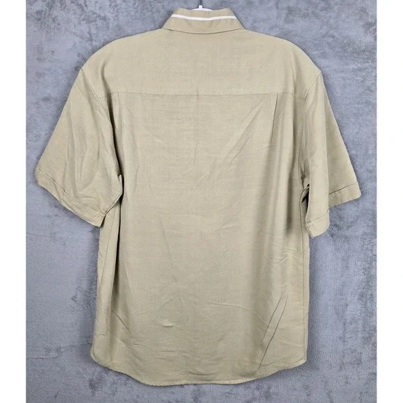 Cubavera Mens Tan Short Sleeve Button Down Camp Shirt Piping Size S RN37763 - Picture 3 of 11